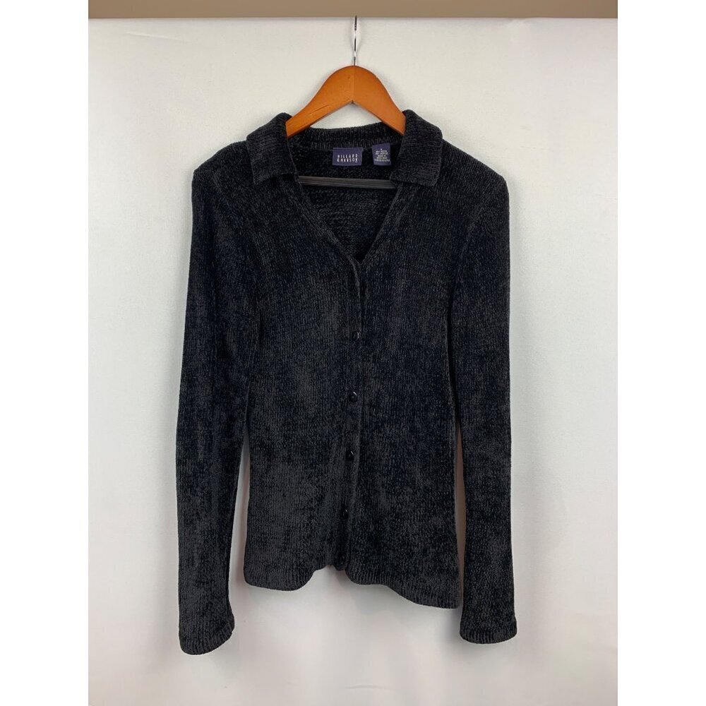 Hillard & Hanson Womens Black Button-Up Cardigan Sweater S